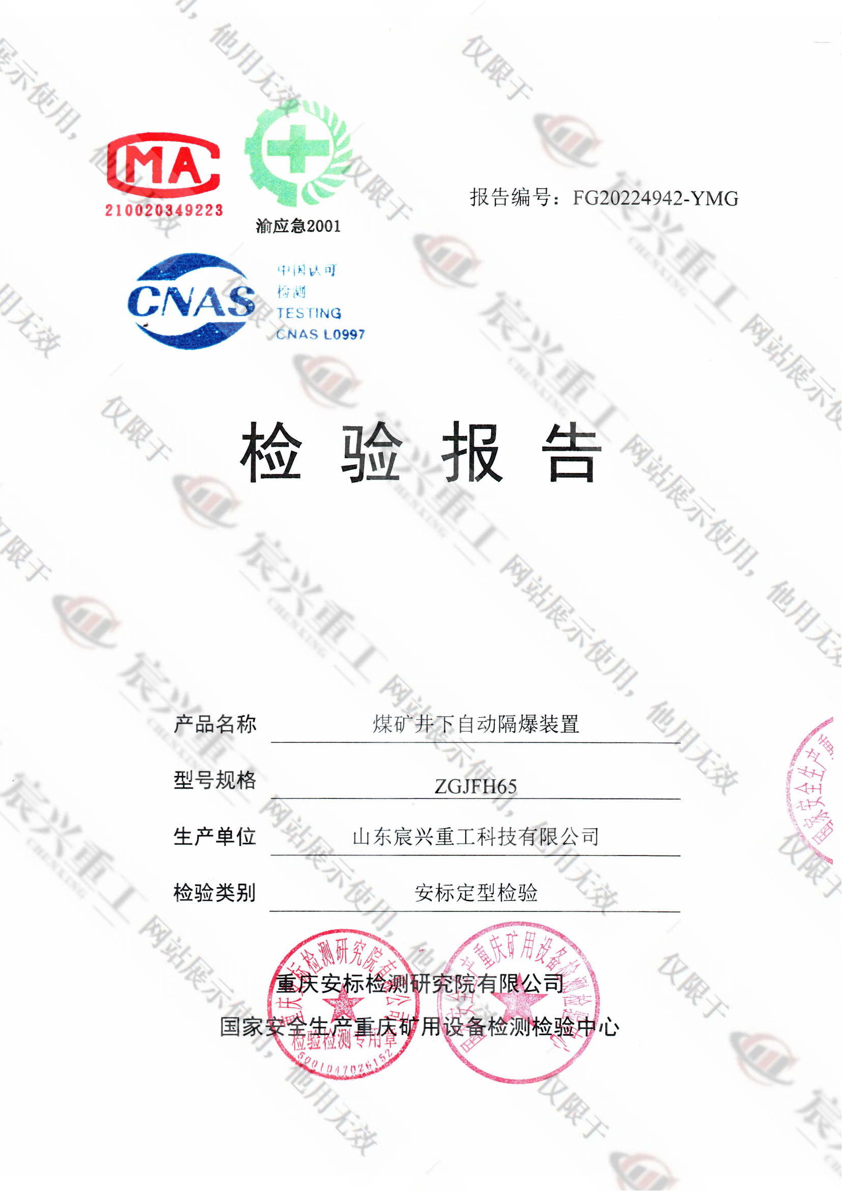 ZGJFH65检验报告